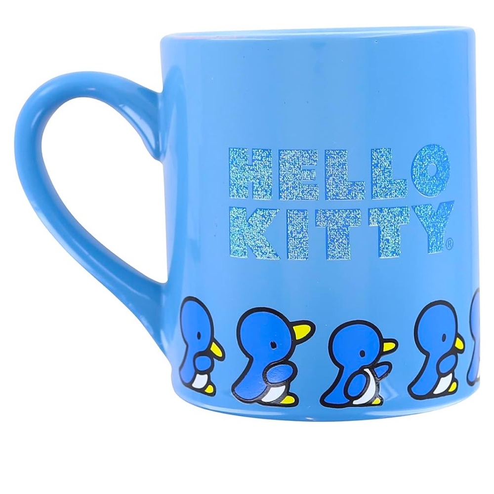 Silver Buffalo Sanrio Hello Kitty Blue Sparkles Ceramic Mug BPA-FreeHolds 14 Oz